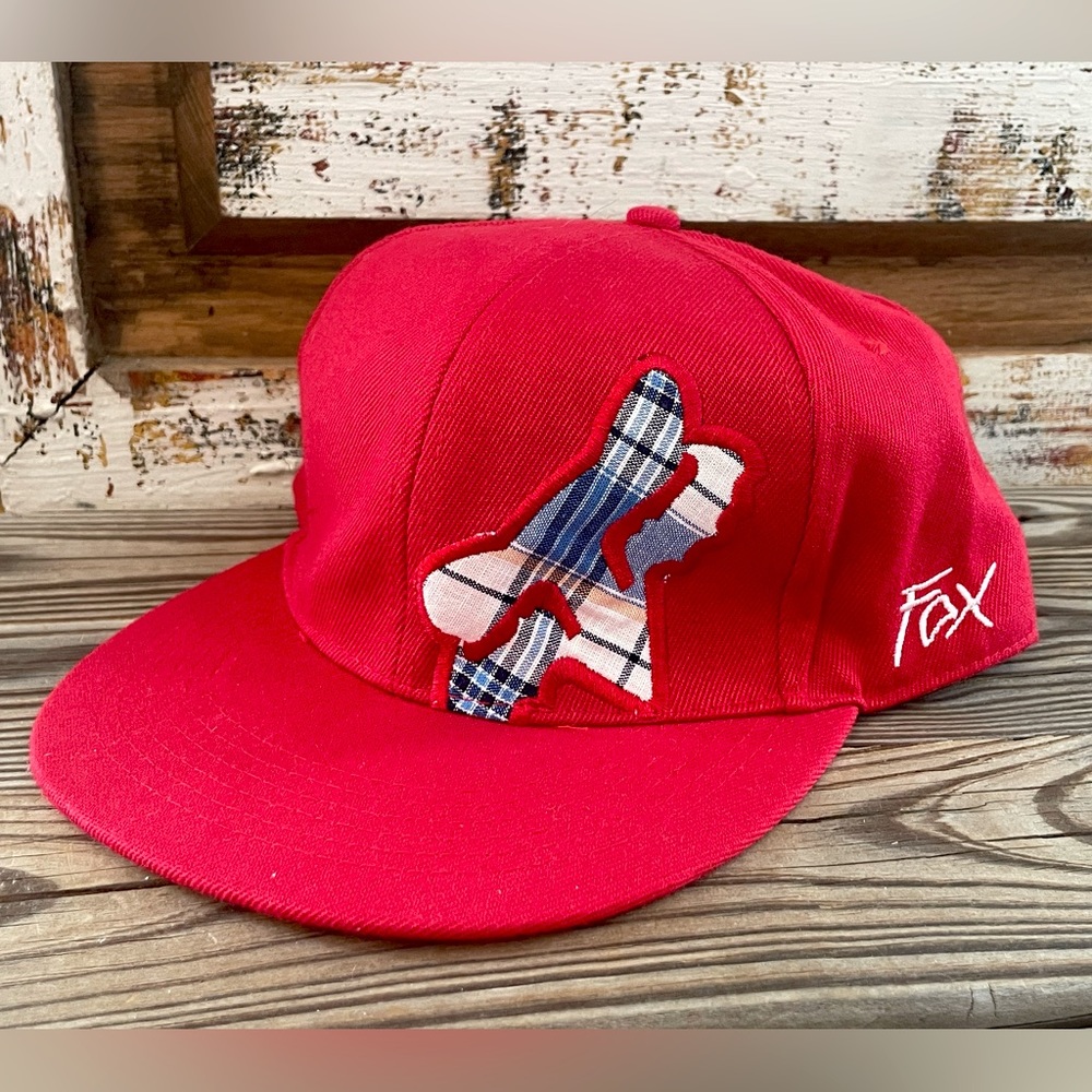 Fox Racing Hat Cap Red w Plaid Logo